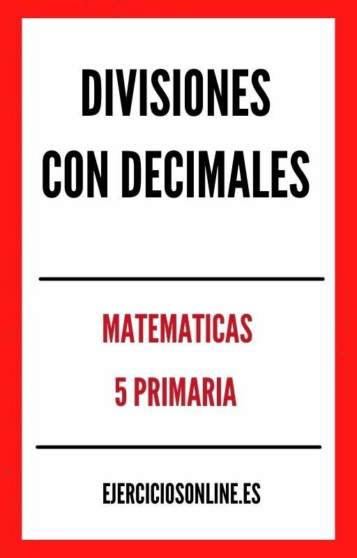 Ejercicios PDF de Divisiones Con Decimales 5 Primaria 