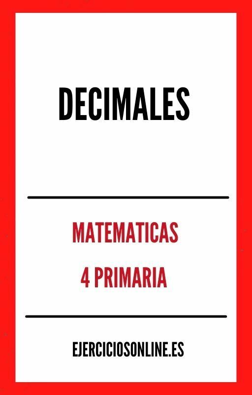 Ejercicios de Decimales 4 Primaria PDF 