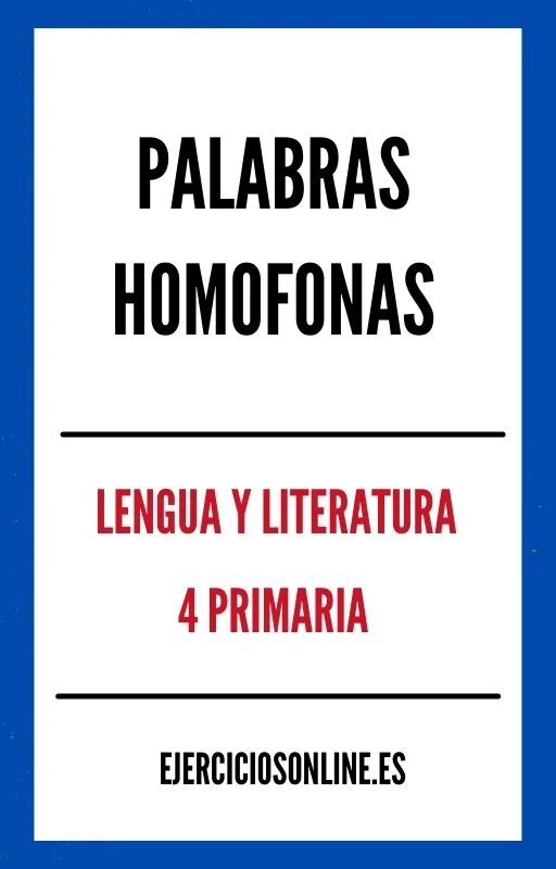 Palabras Homofonas 4 Primaria Ejercicios PDF 