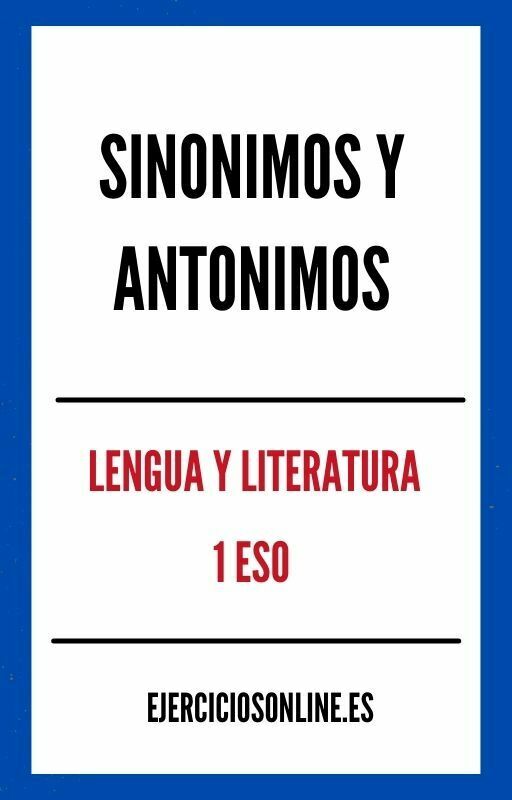 Sinonimos Y Antonimos 1 ESO Ejercicios PDF 