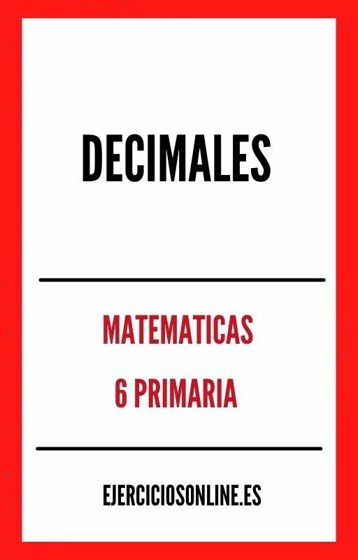 Decimales 6 Primaria Ejercicios en PDF 