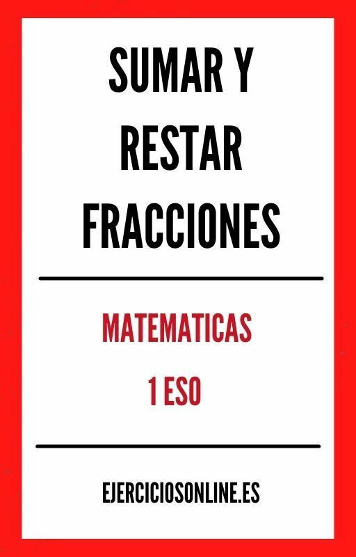 Suma Y Resta De Fracciones 1 ESO Ejercicios PDF 