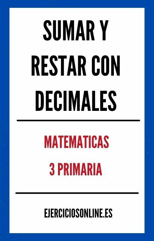 Sumas Y Restas Con Decimales 3 Primaria Ejercicios en PDF 