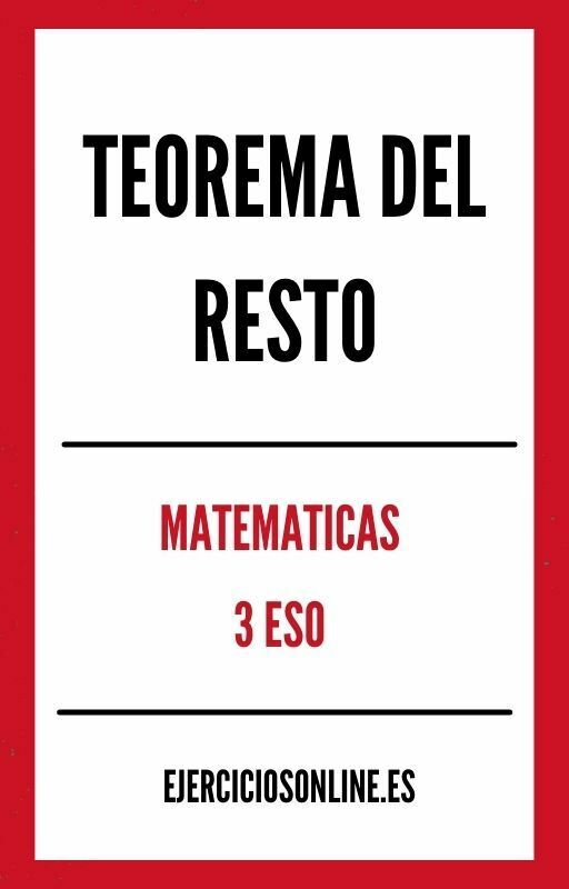 Teorema Del Resto 3 ESO Ejercicios en PDF 